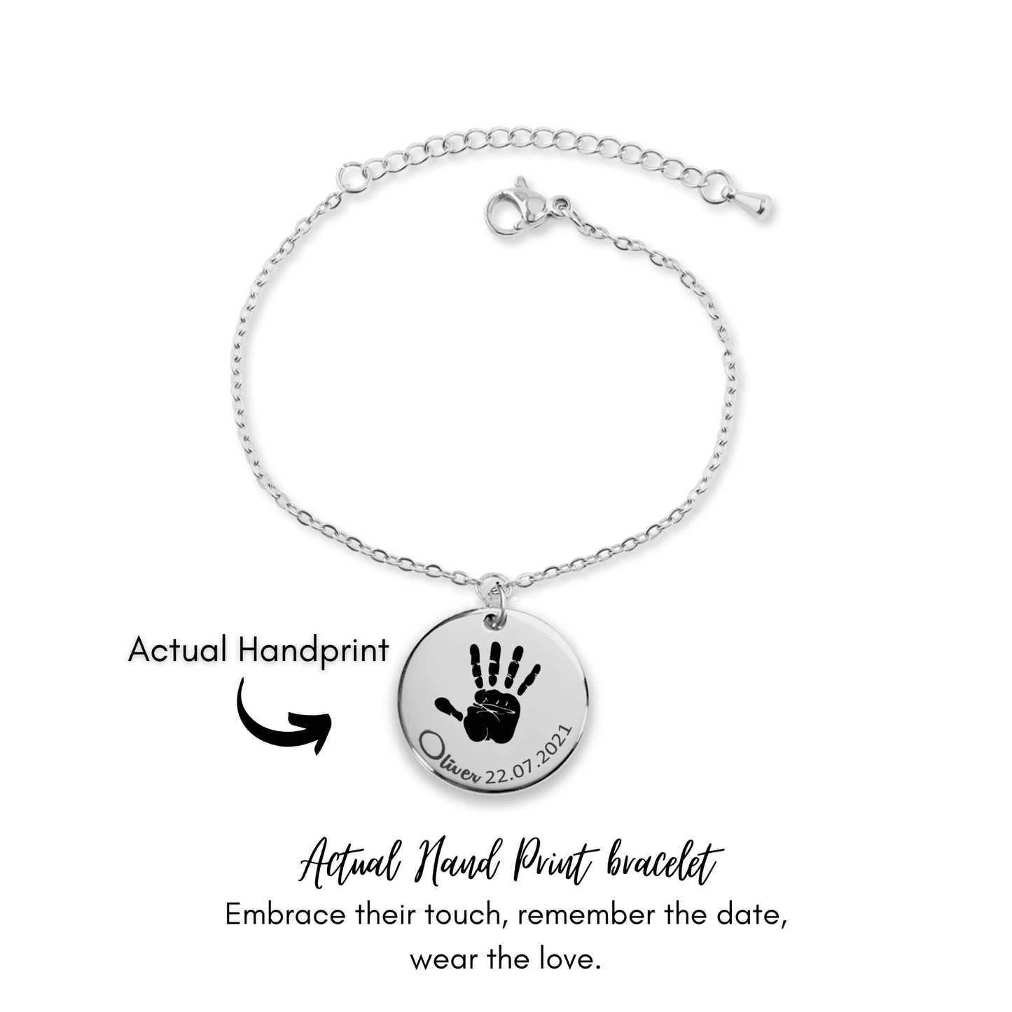 Personalised Baby Hand Print Bracelet - Chain Style