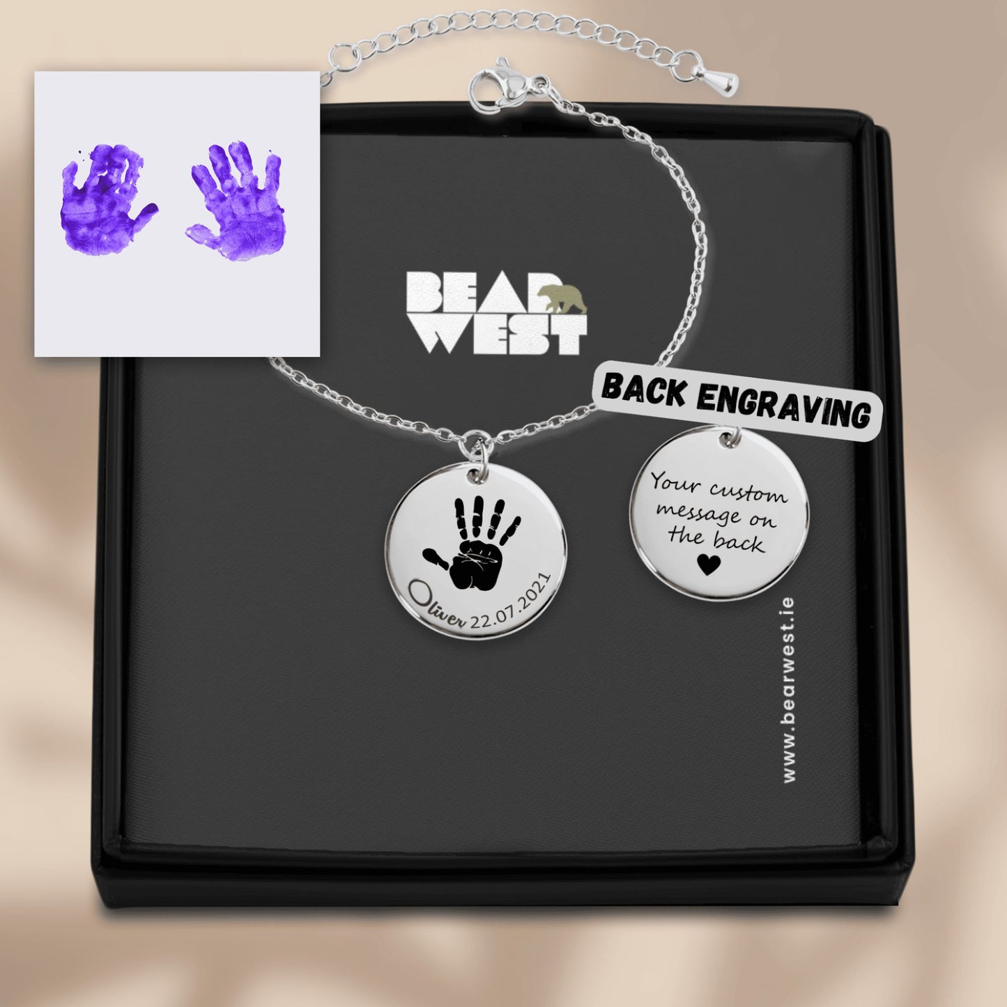 Personalised Baby Hand Print Bracelet - Chain Style