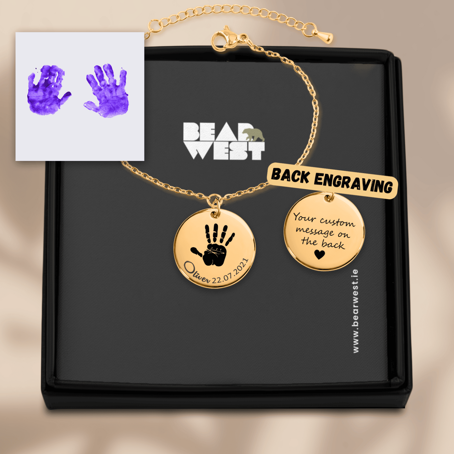 Personalised Baby Hand Print Bracelet - Chain Style