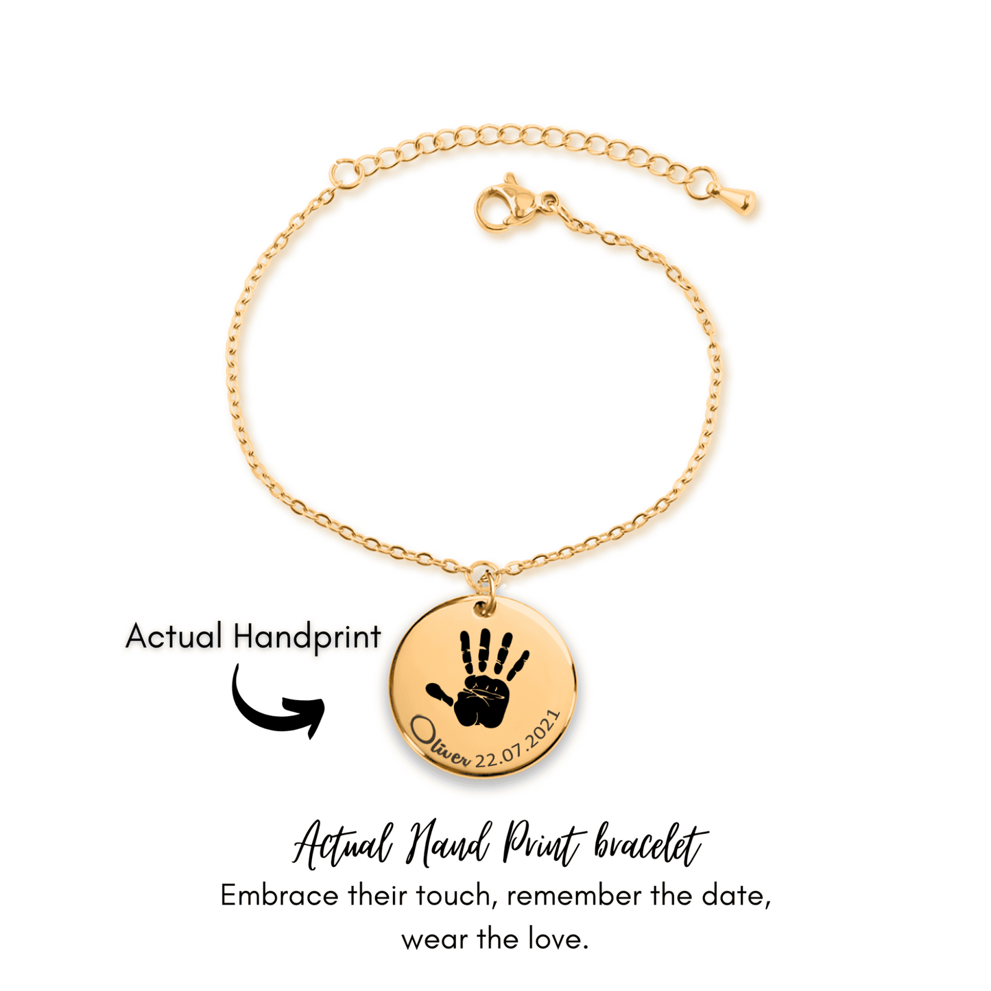 Personalised Baby Hand Print Bracelet - Chain Style