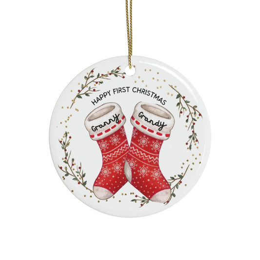 Personalised First Christmas Gift For 'Granny and Grandy' -  Ceramic Christmas Tree Ornament
