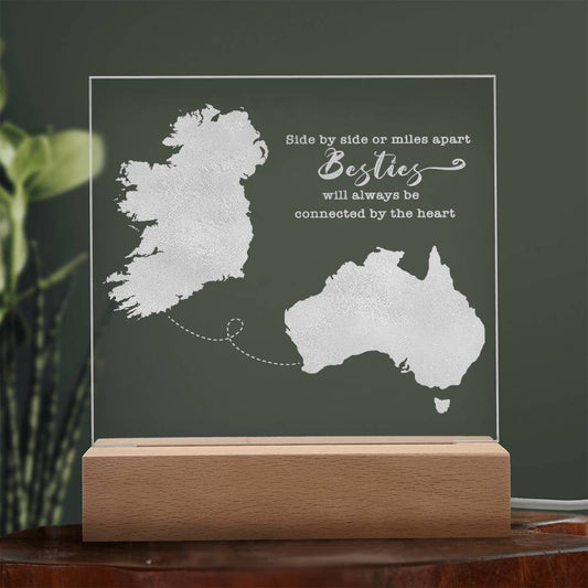 'Side By Side' Besties Quote Gift - Long Distance Irish Gift - Ireland to Australia