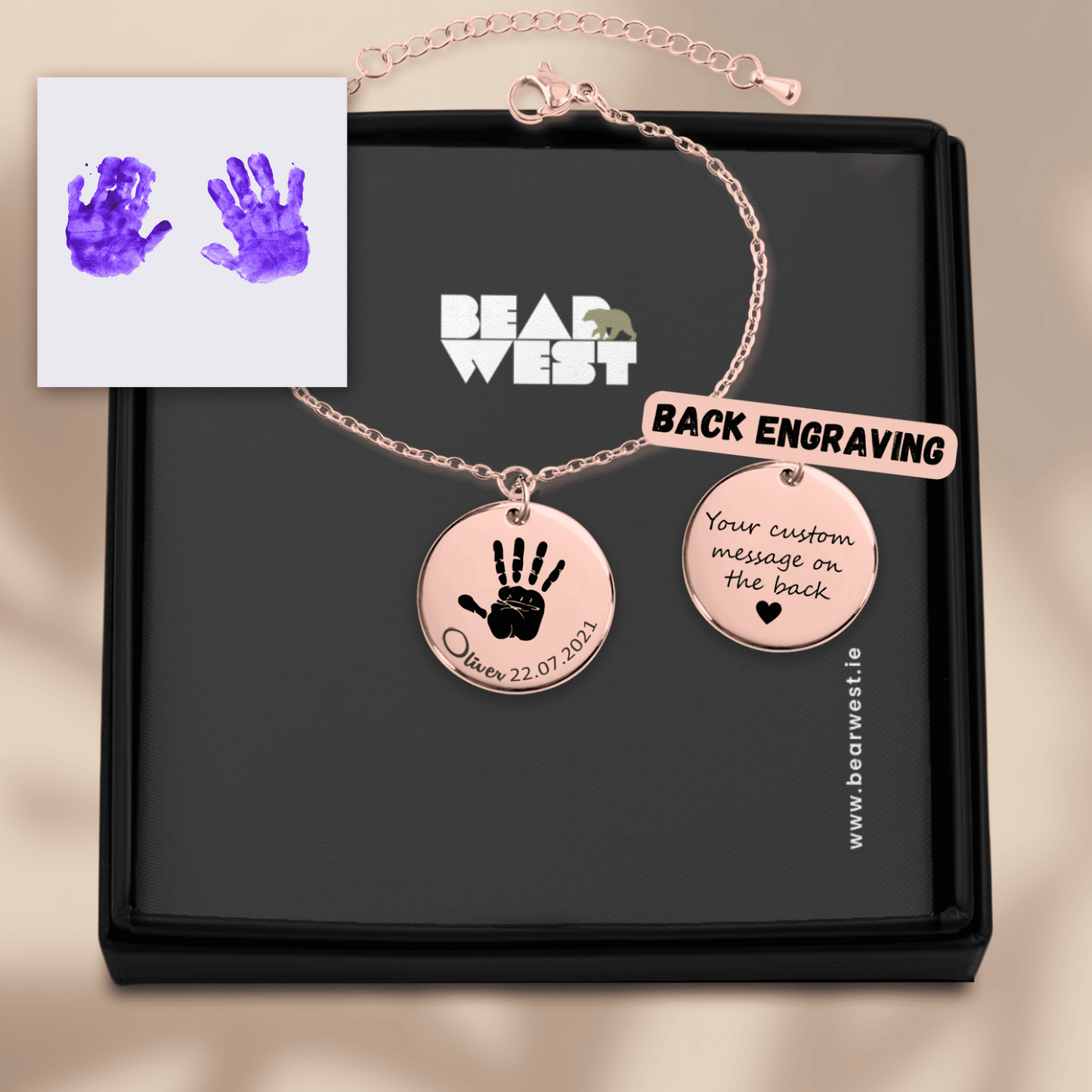 Personalised Baby Hand Print Bracelet - Chain Style